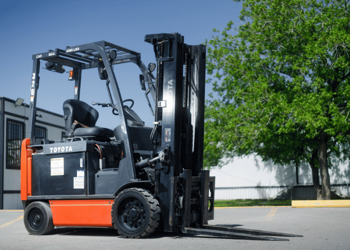 Electric forklift battery during a technical inspection
